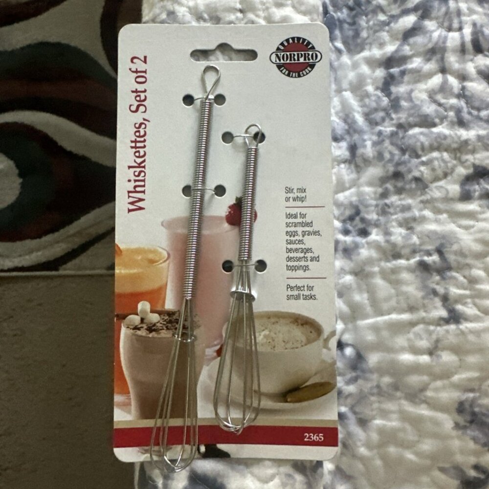 Norpro Whiskettes 5" & 6.75" Mini Kitchen Mixing Whisk 2 piece Set